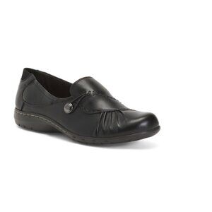 COBB HILL ROCKPORT Black Leather Paullete Comfort Loafers